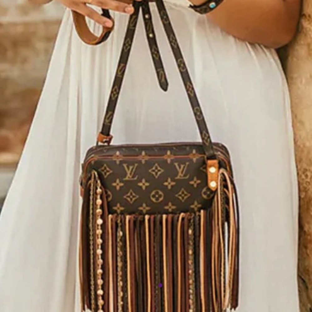 Louis Vuitton Brown Fringe Crossbody Bag- Vintage BOHO Brand